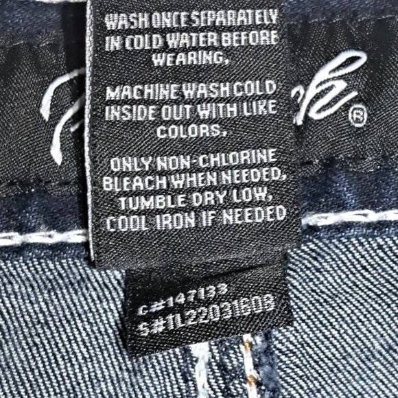 NEW True Luck Jeans Men's 36 X30 Bootcut Classic Stretch Thick Stitch Dark Blast - Picture 13 of 15